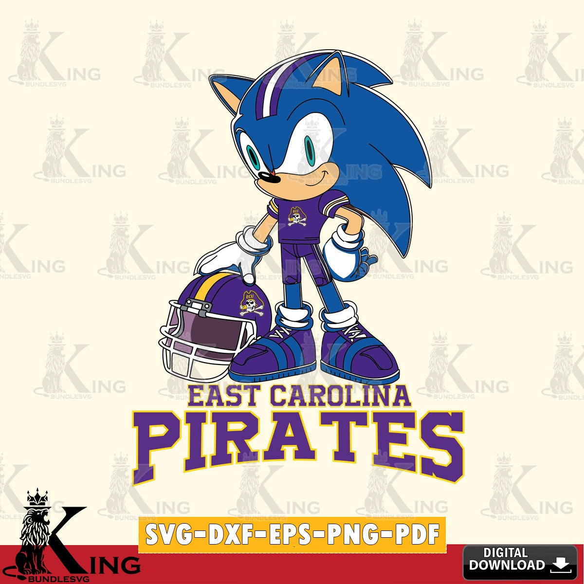 Vector design showing East Carolina Pirates sonic player football digital download for Cricut Maker and paper crafts