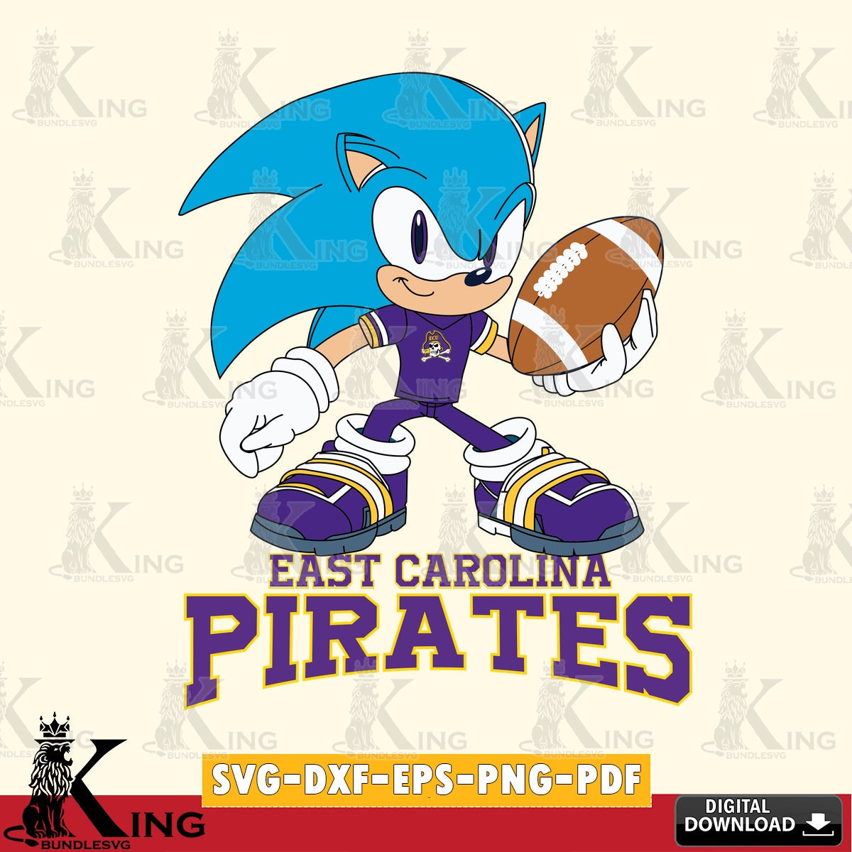 Beautiful illustration of East Carolina Pirates Sonic Rugby PNG clipart for sublimation printing and graphic design