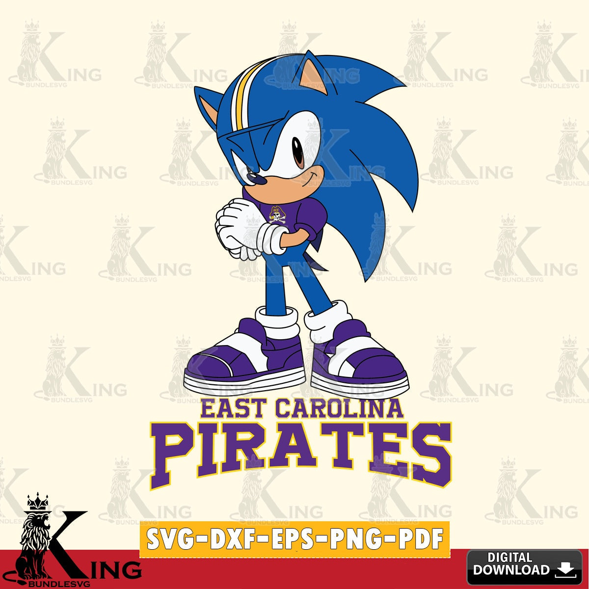 East Carolina Pirates Sonic cute Football SVG file, Vector , Digital Download , PDF File , Instant Download