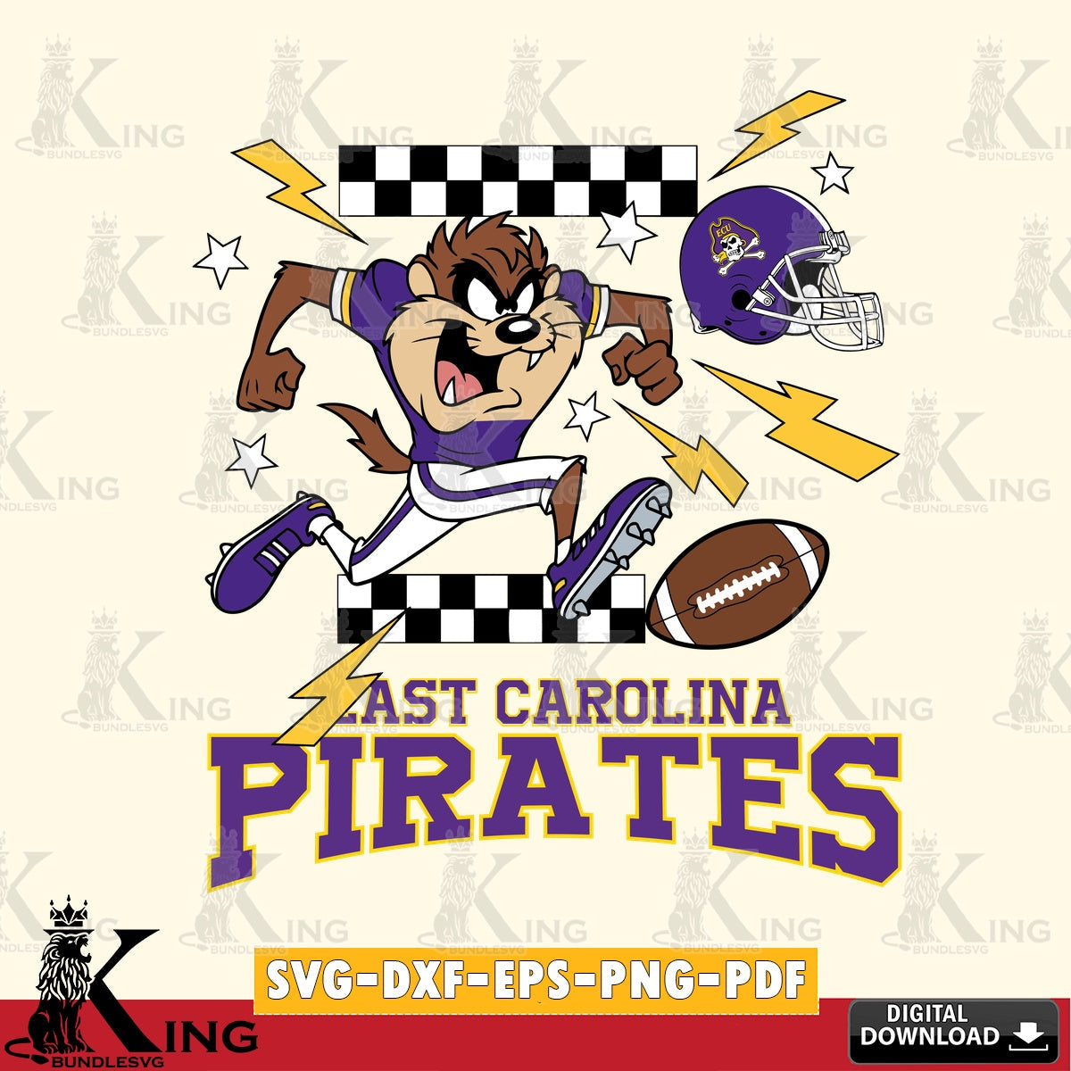 East Carolina Pirates Taz Football Lightning SVG file, Cut file , Digital Download , Instant Download, Taz svg, NCAA svg