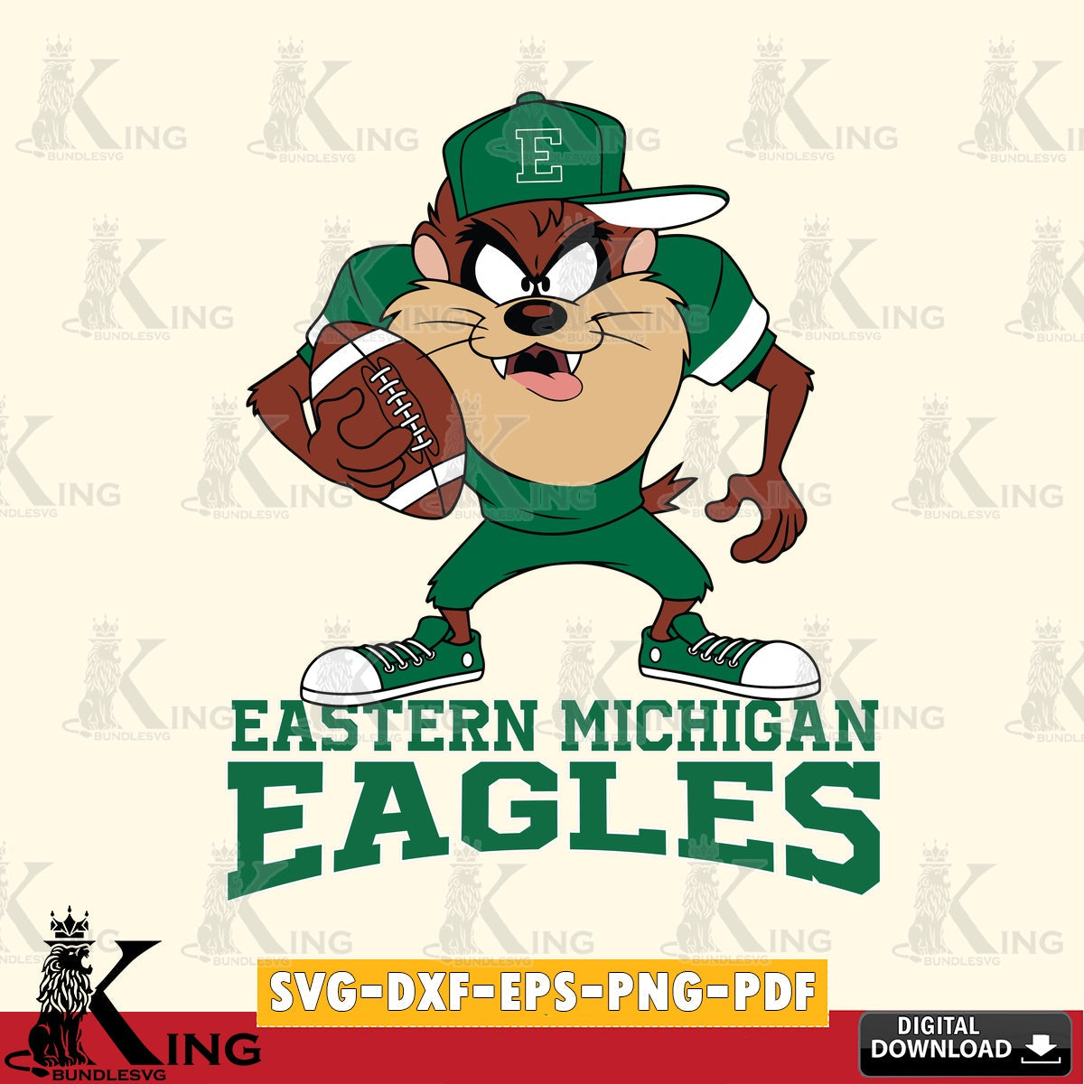 Eastern Michigan Eagles Đồng phục bóng đá Taz SVG file, Cut file , Digital Download , Instant Download, Taz svg, NCAA svg