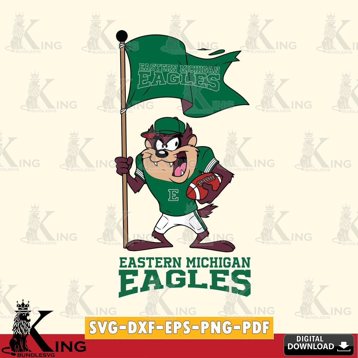 Eastern Michigan Eagles Football Taz Flag Art SVG file, Cut file , Digital Download , Instant Download, Taz svg, NCAA svg