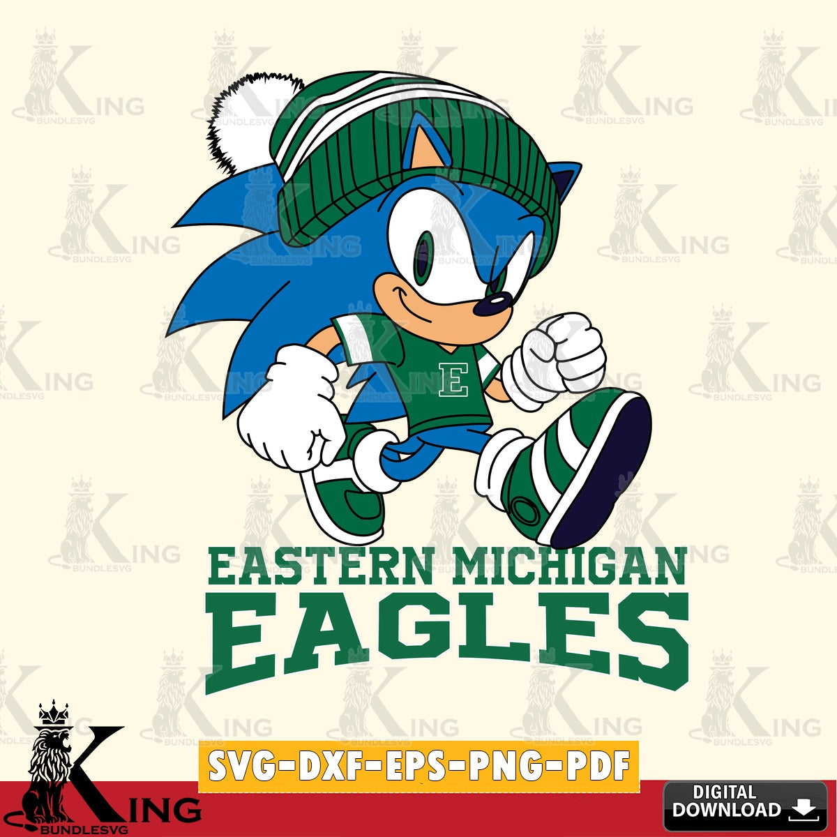 Eastern Michigan Eagles Sonic Football SVG file, Vector , Digital Download , PDF File , Instant Download