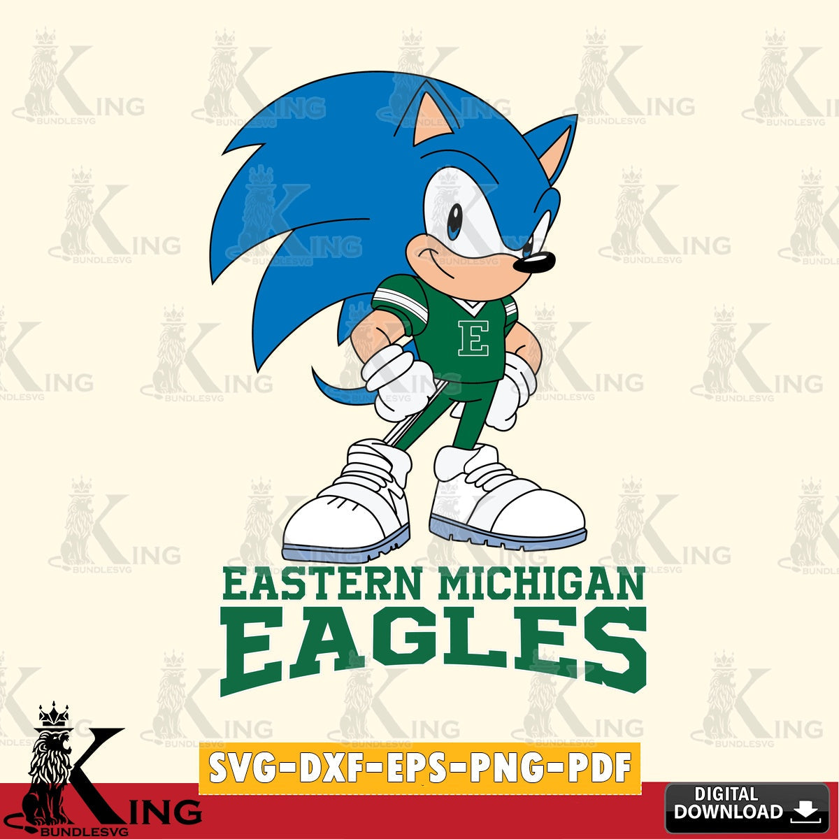 High-quality graphic of Eastern Michigan Eagles Sonic Football Star Mascot, a high-quality vector for DIY scrapbooking and home