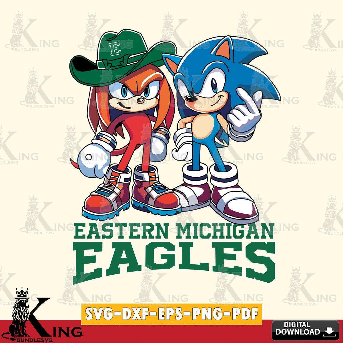 Eastern Michigan Eagles Sonic & Knuckles Football Mascot SVG file, Vector , Digital Download , PDF File , Instant Download
