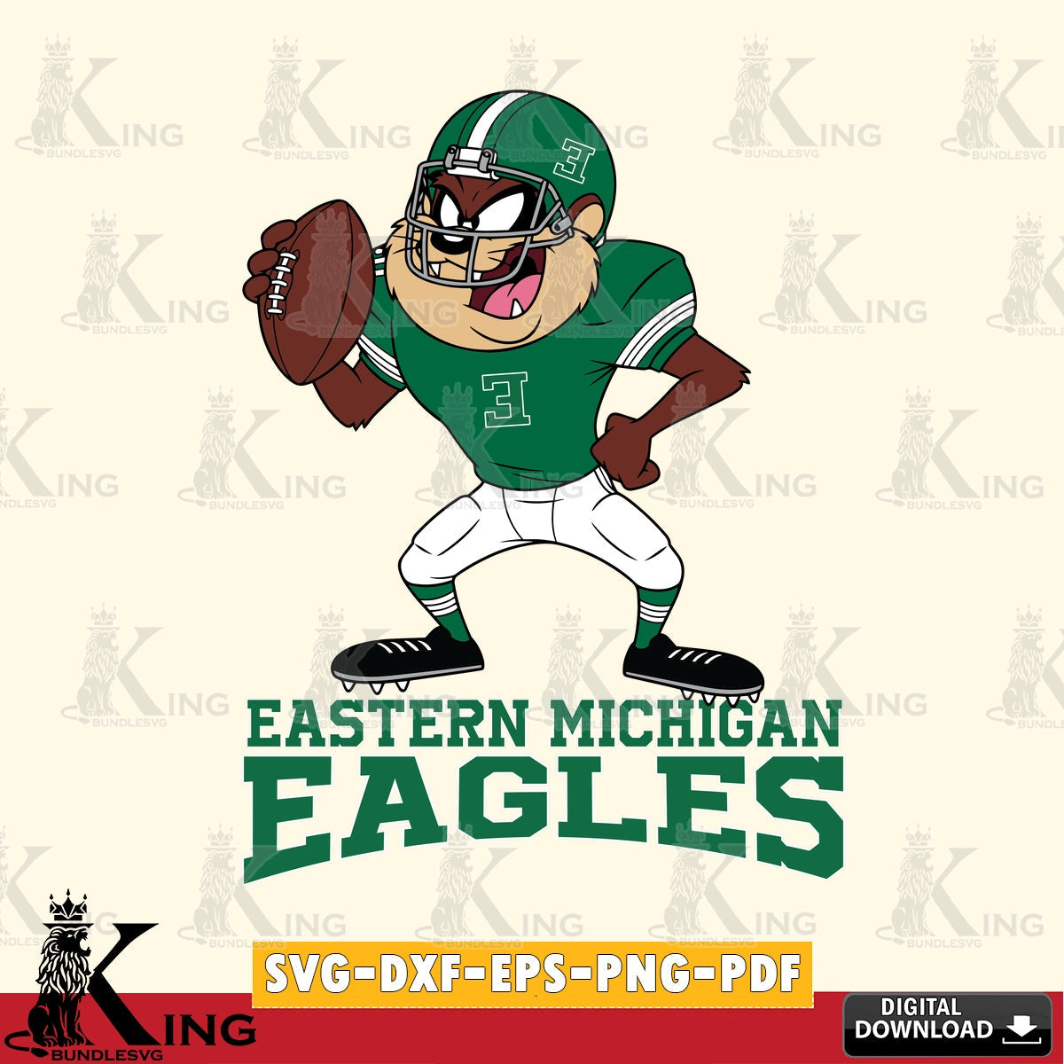 Eastern Michigan Eagles Taz Football Player SVG file, Cut file , Digital Download , Instant Download, Taz svg, NCAA svg