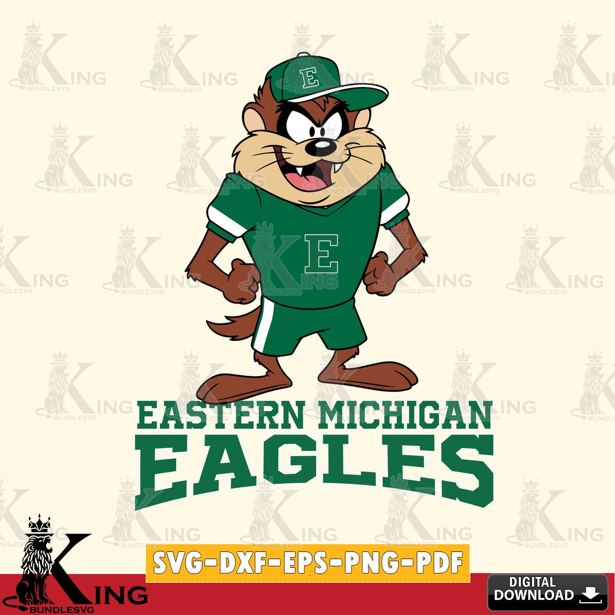 Eastern Michigan Eagles Taz Standing Pose SVG file, Cut file , Digital Download , Instant Download, Taz svg, NCAA svg