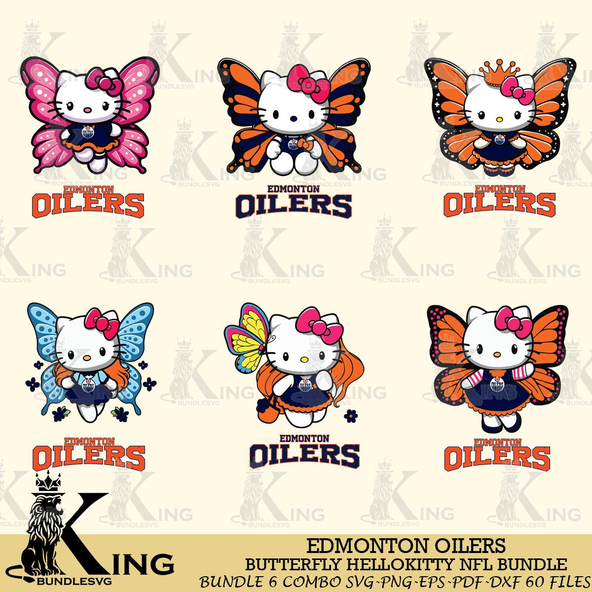Edmonton Oilers Butterfly Hello Kitty bundleSvg Eps Dxf Png File, Digital Download