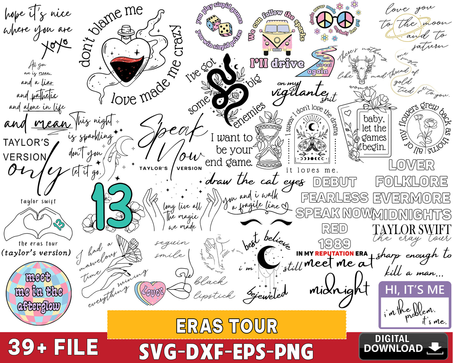 Eras Tour svg , Taylor Swift svg, Taylor Swift bundle png, cricut, for Cricut, Silhouette, digital, file cut