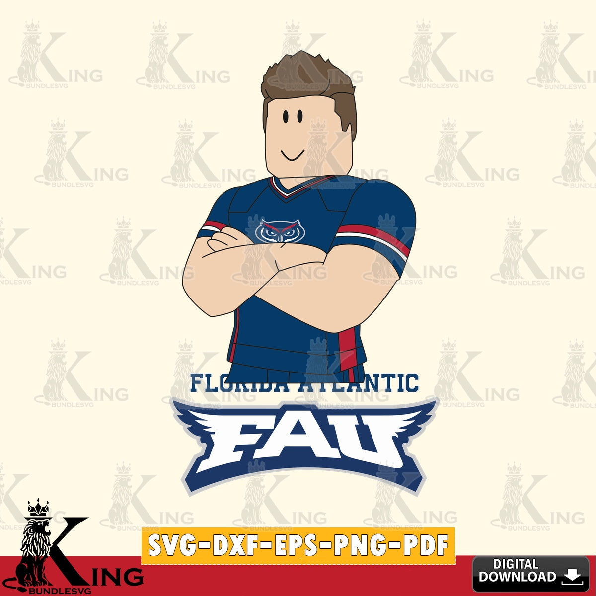 Florida Atlantic Owls Roblox Football SVG file , NCAA Cricut, File cut , Digital Download , PDF File
