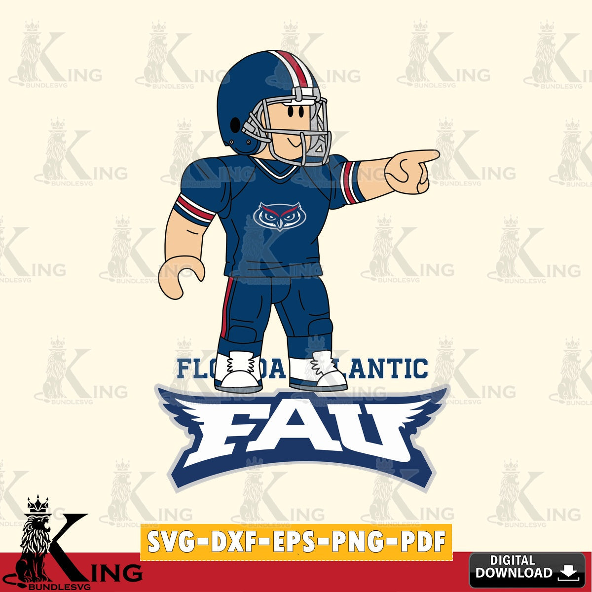 Florida Atlantic Owls Roblox Player Football SVG file , NCAA Cricut, File cut , Digital Download , PDF File