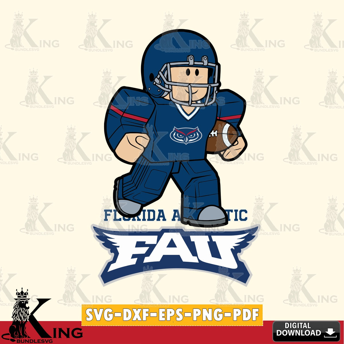 Florida Atlantic Owls Roblox Player Rugby SVG file , NCAA Cricut, File cut , Digital Download , PDF File