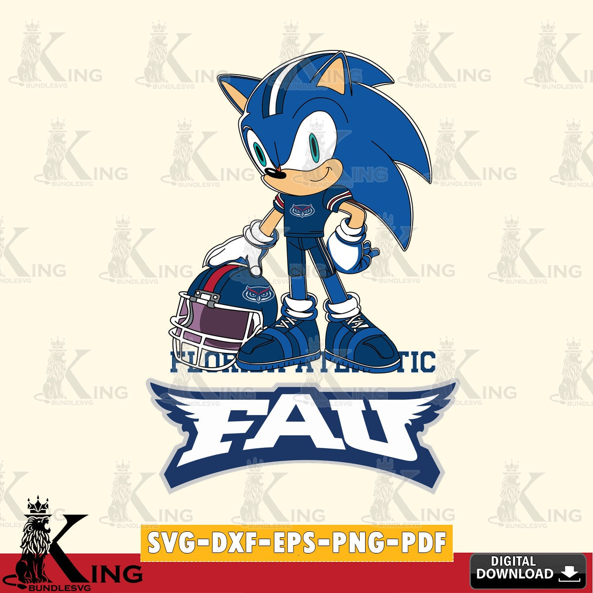Florida Atlantic Owls Sonic Player Football SVG file, Vector , Digital Download , PDF File , Instant Download