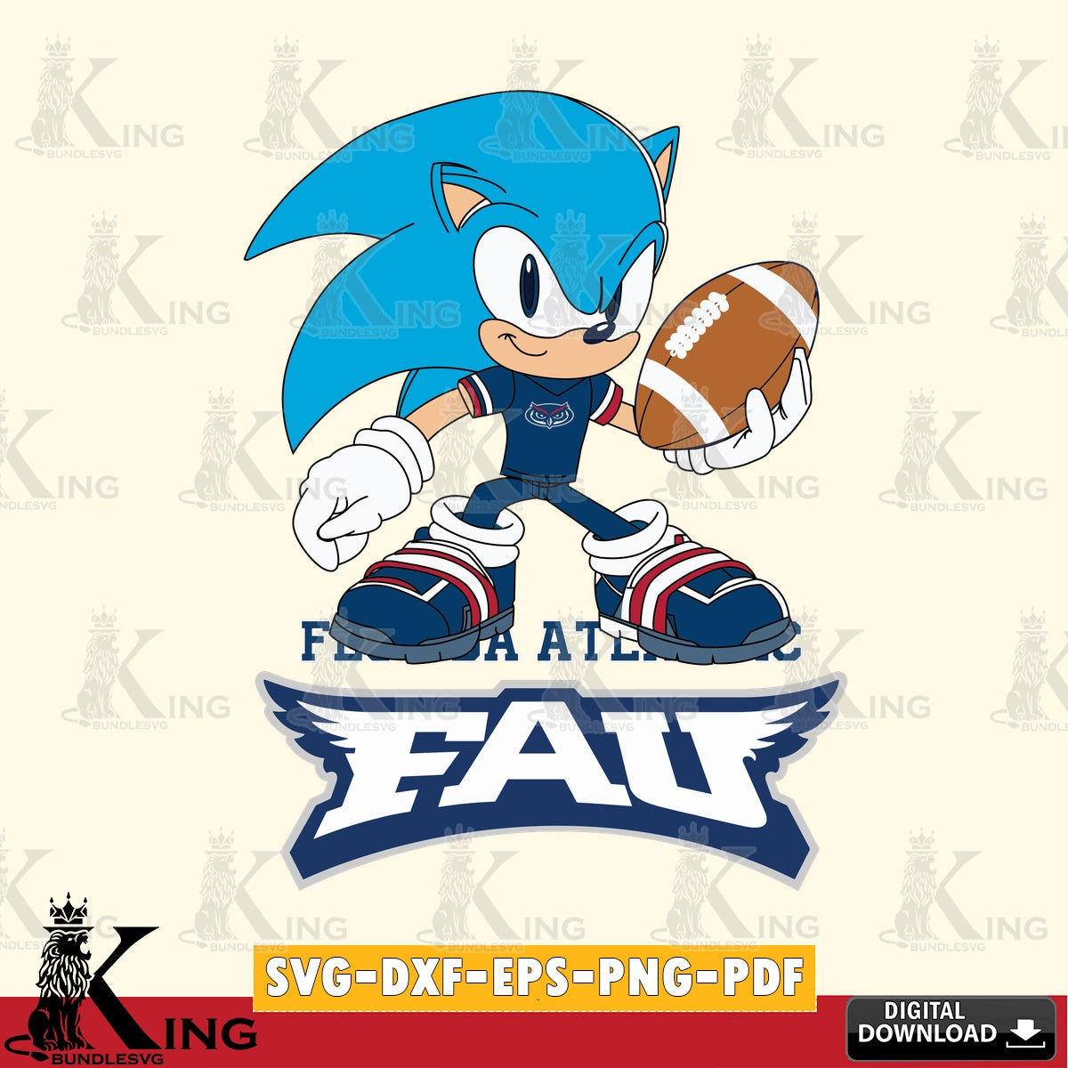 Vector design showing Florida Atlantic Owls Sonic Rugby, a crafting file for iron-on transfer and vinyl decals.
