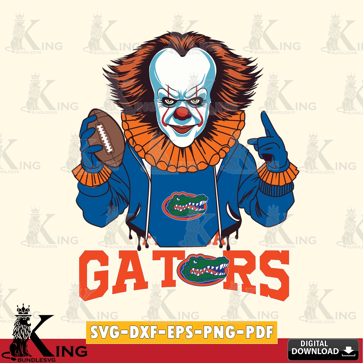 Printable art of Florida Gators Pennywise player football, a digital file for silhouette cameo and cricut projects