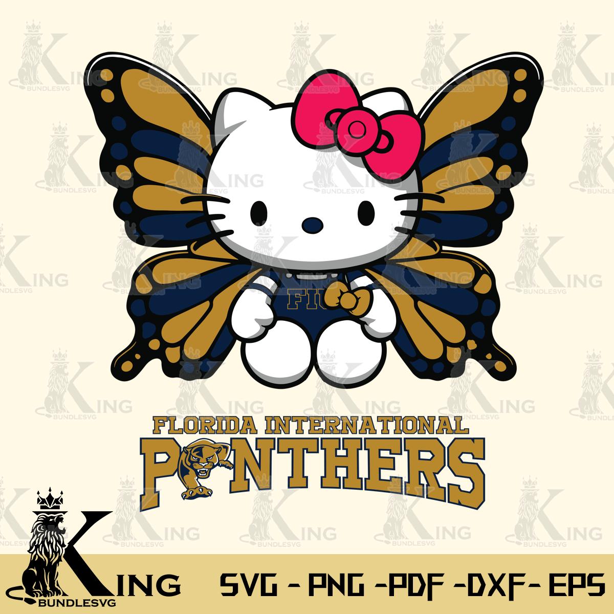 Florida International Panthers Butterfly Kitty Delight Svg Eps Dxf Png File, Digital Download