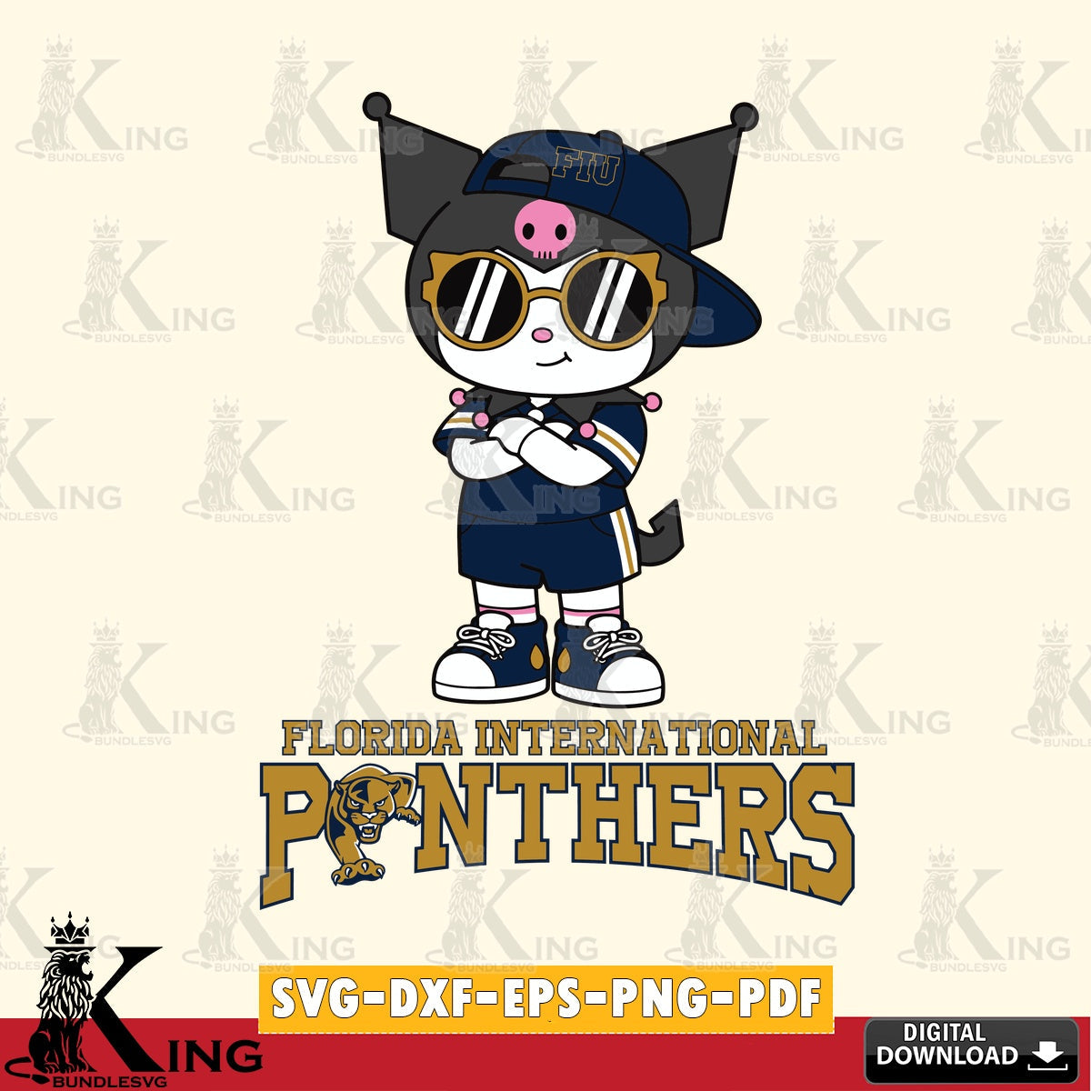 Florida International Panthers Kuromi Football Jersey SVG file, Cricut, Cut file , Digital Download , Instant Download, Sanrio svg, Clipart