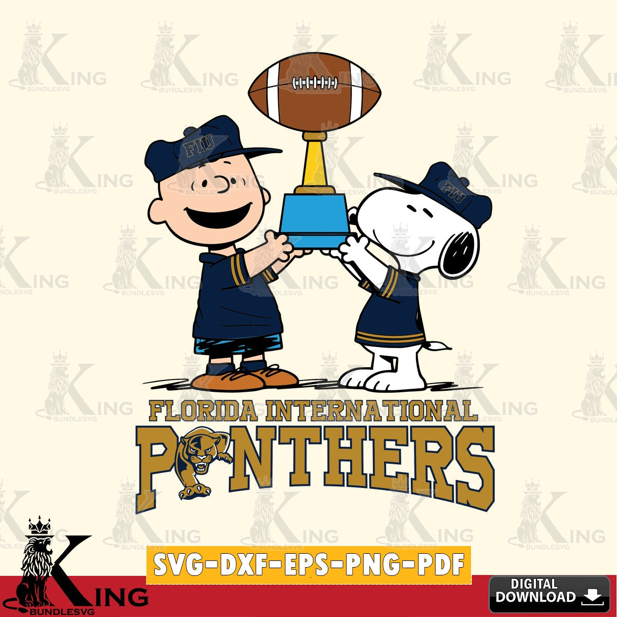 Florida International Panthers Peanuts Football Trophy SVG, Cricut, Cut file , Digital Download , Instant Download, Peanuts svg, NCAA svg, Football svg, Sport svg