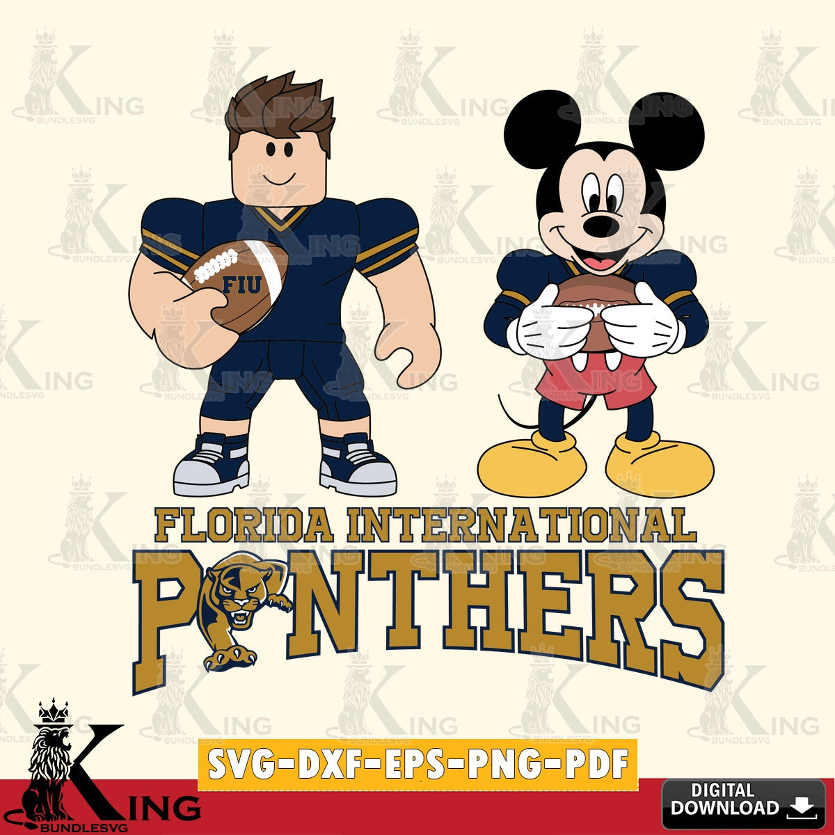 Florida International Panthers Roblox & Mickey Football SVG file , NCAA Cricut, File cut , Digital Download , PDF File