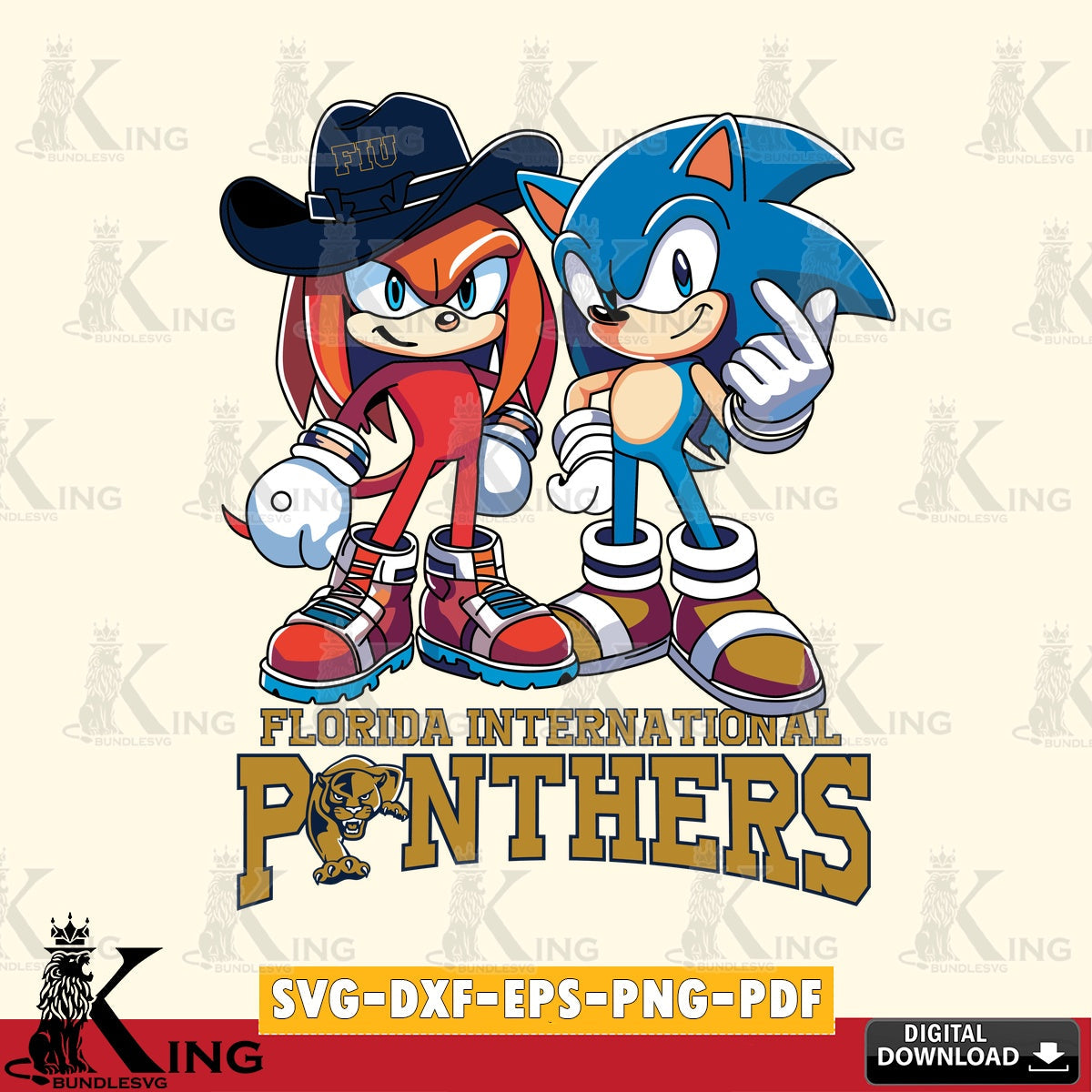 Stylish representation of Florida International Panthers Sonic & Knuckles Football Mascot SVG cut file for personalized gifts and