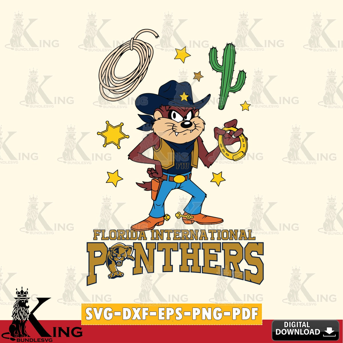 Florida International Panthers Taz Cowboy Western SVG file, Cut file , Digital Download , Instant Download, Taz svg, NCAA svg