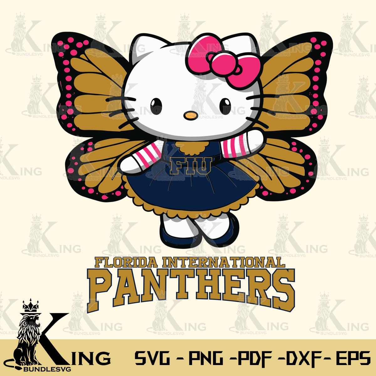 Florida International Panthers Whimsical Kitty Wings Svg Eps Dxf Png File, Digital Download