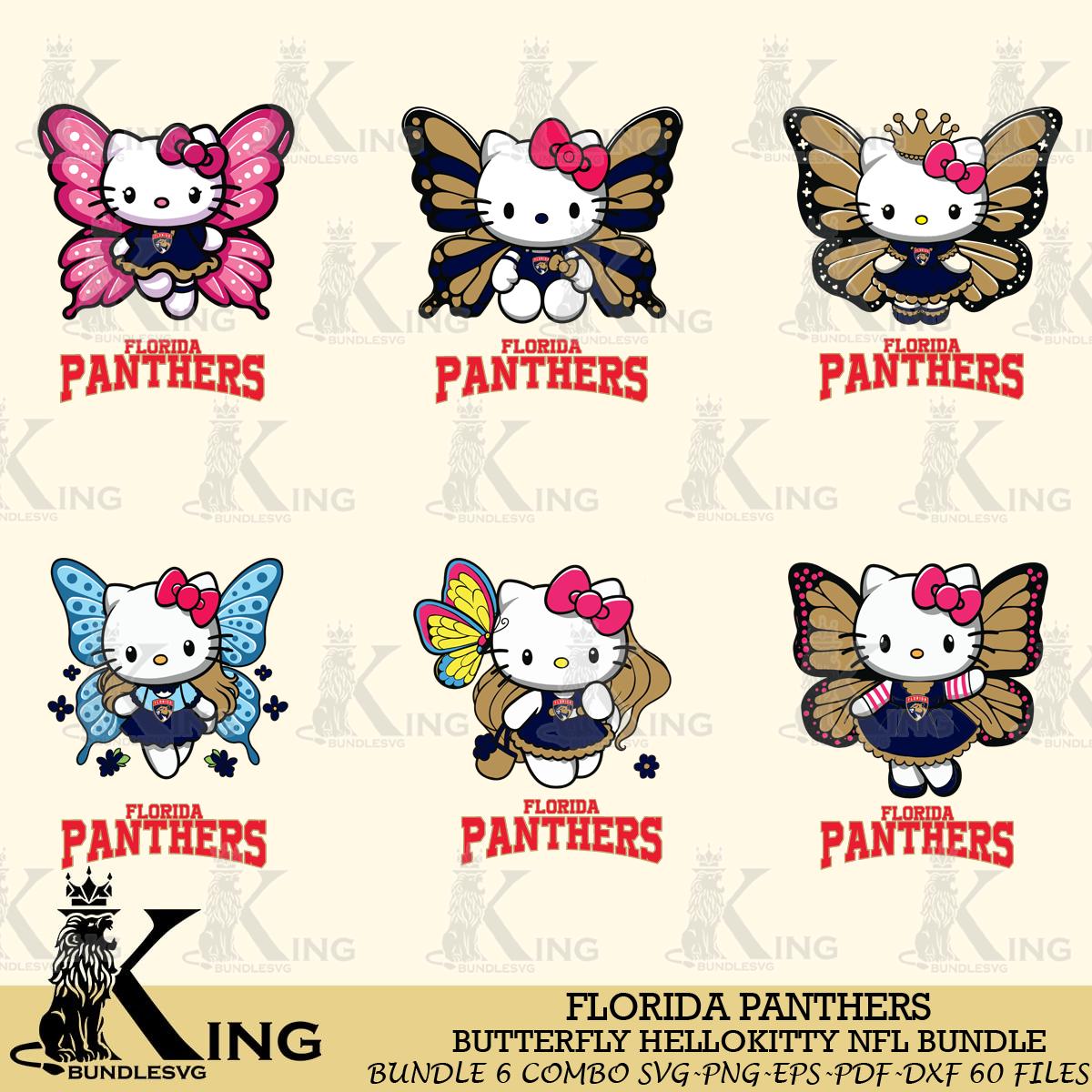 Florida Panthers Butterfly Hello Kitty bundleSvg Eps Dxf Png File, Digital Download