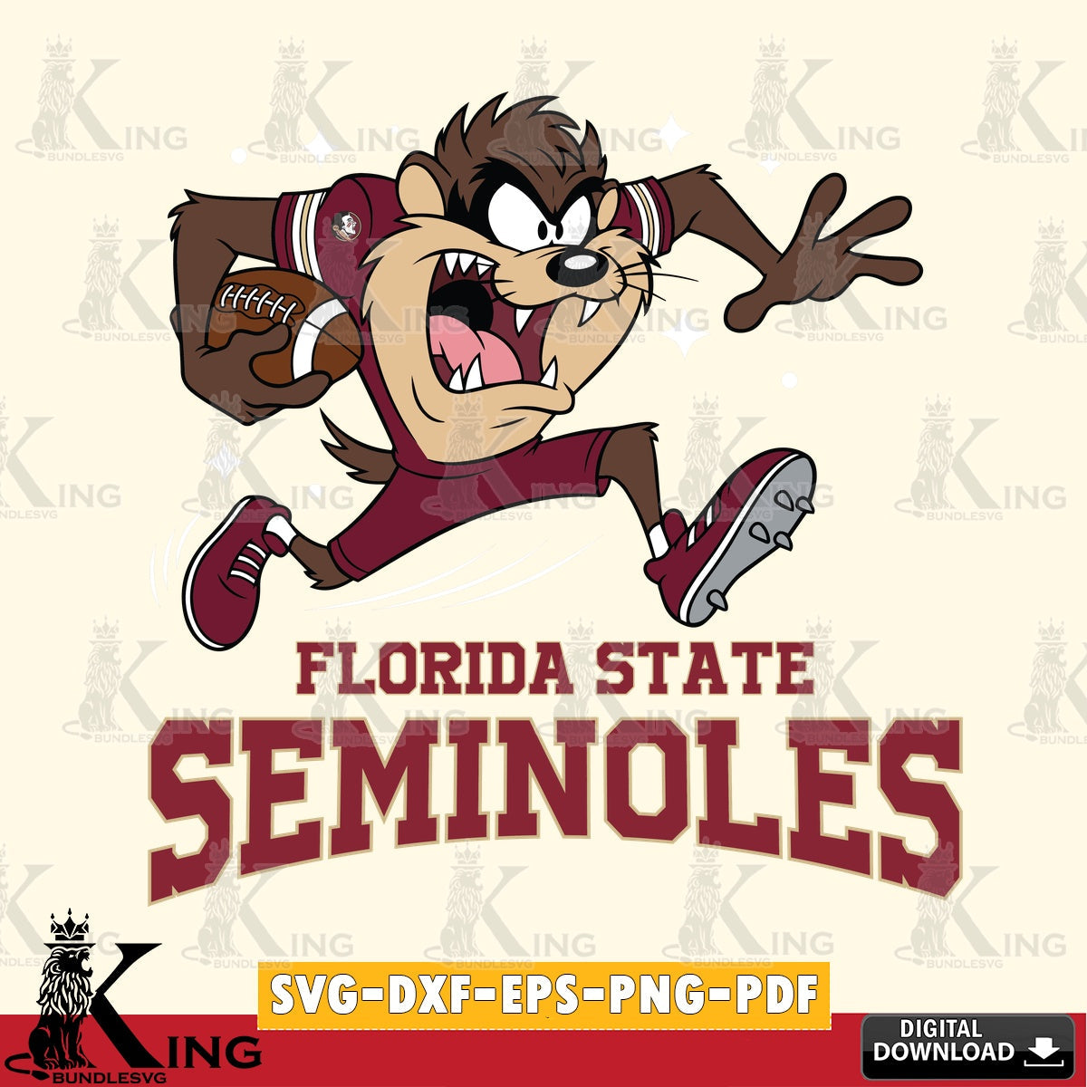 Florida State Seminoles Angry Taz Football SVG file, Cut file , Digital Download , Instant Download, Taz svg, NCAA svg