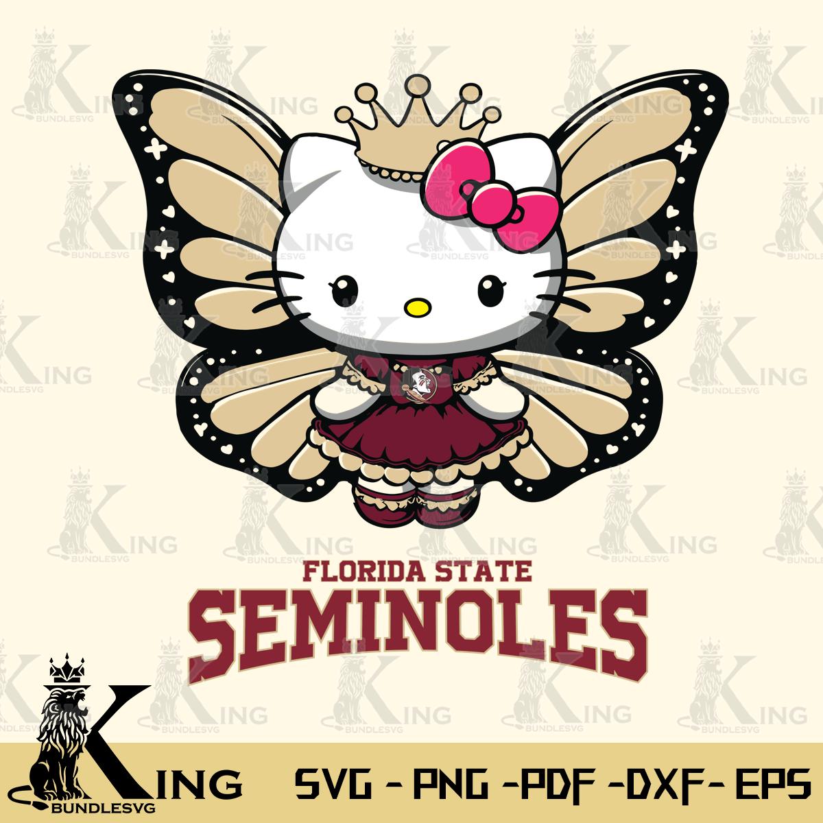 Florida State Seminoles Kitty Wings & Flowers Svg Eps Dxf Png File, Digital Download
