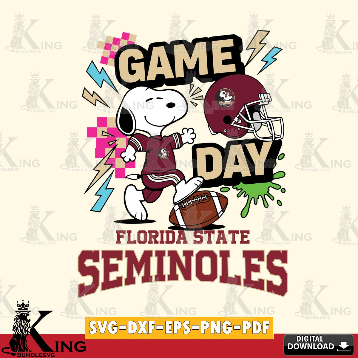 Florida State Seminoles Snoopy Game day SVG, Cricut, Cut file , Digital Download , Instant Download, Peanuts svg, NCAA svg, Football svg, Sport svg