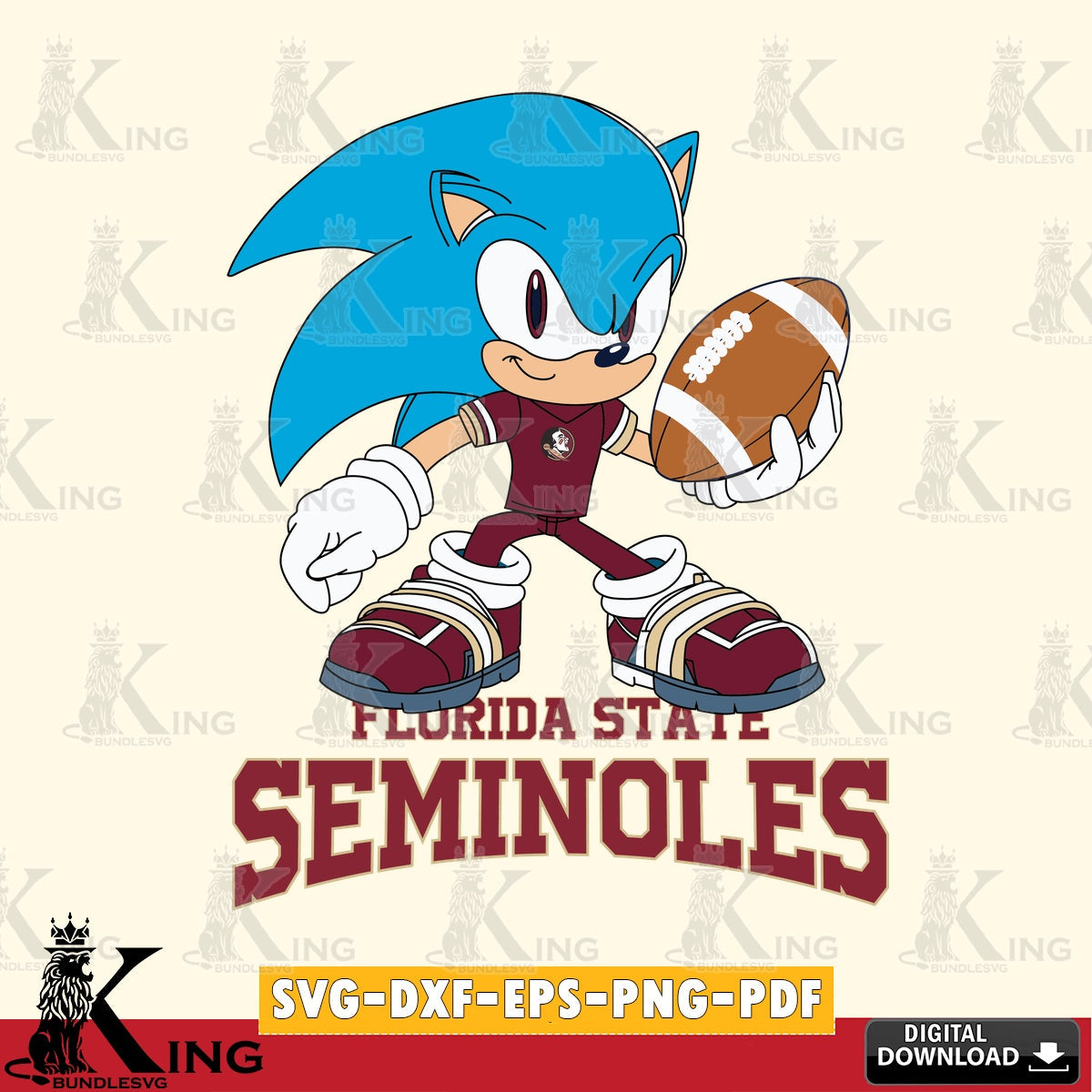 Digital download featuring Florida State Seminoles Sonic Rugby, high-quality vector for DIY scrapbooking and home decor
