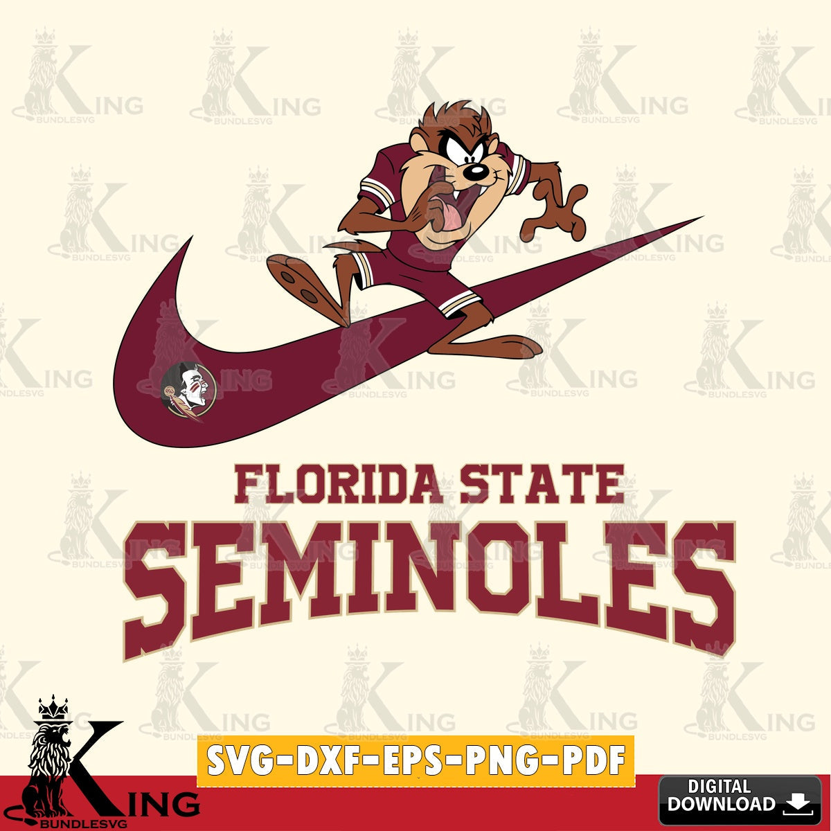 Florida State Seminoles Taz Football Nike SVG file, Cut file , Digital Download , Instant Download, Taz svg, NCAA svg
