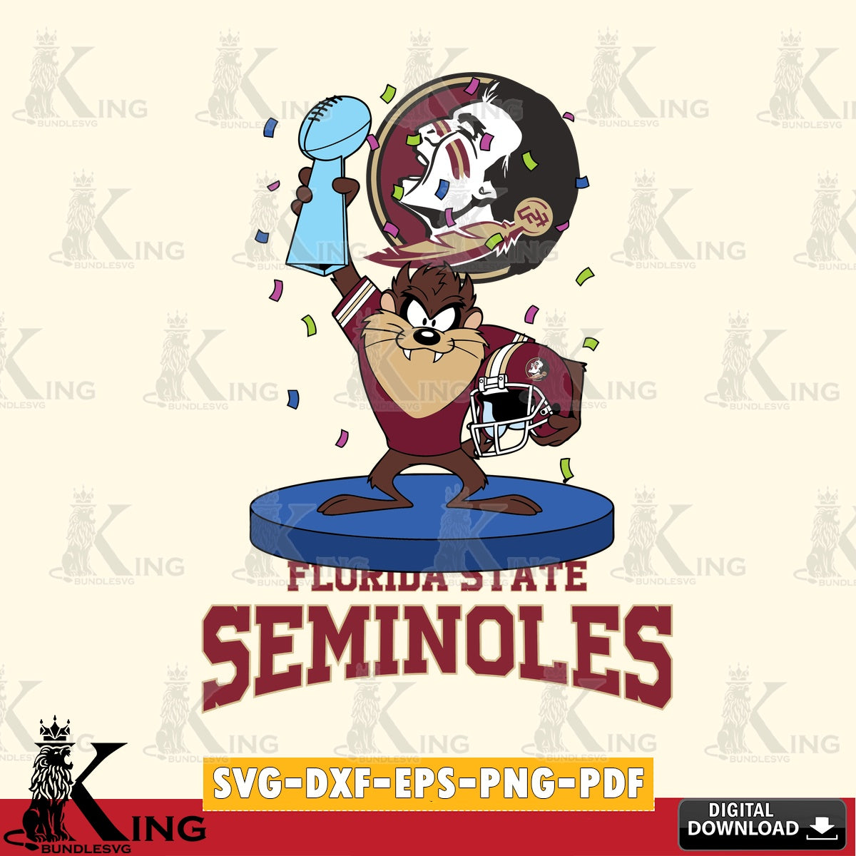 Florida State Seminoles Taz Trophy Podium SVG file, Cut file , Digital Download , Instant Download, Taz svg, NCAA svg
