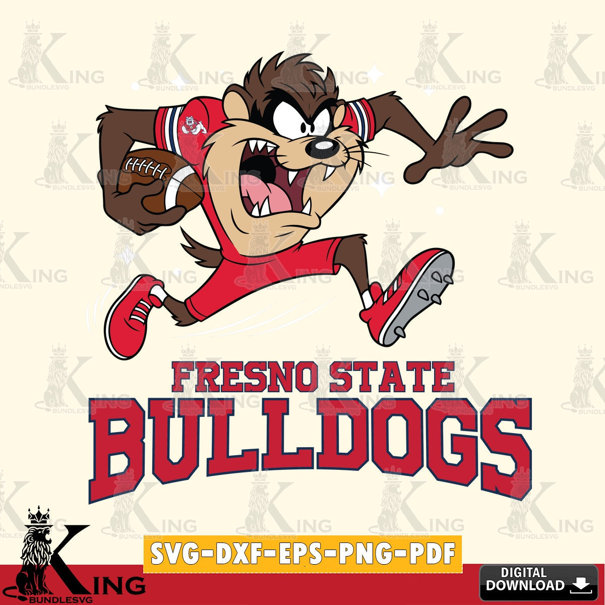 Fresno State Bulldogs Angry Taz Football SVG file, Cut file , Digital Download , Instant Download, Taz svg, NCAA svg
