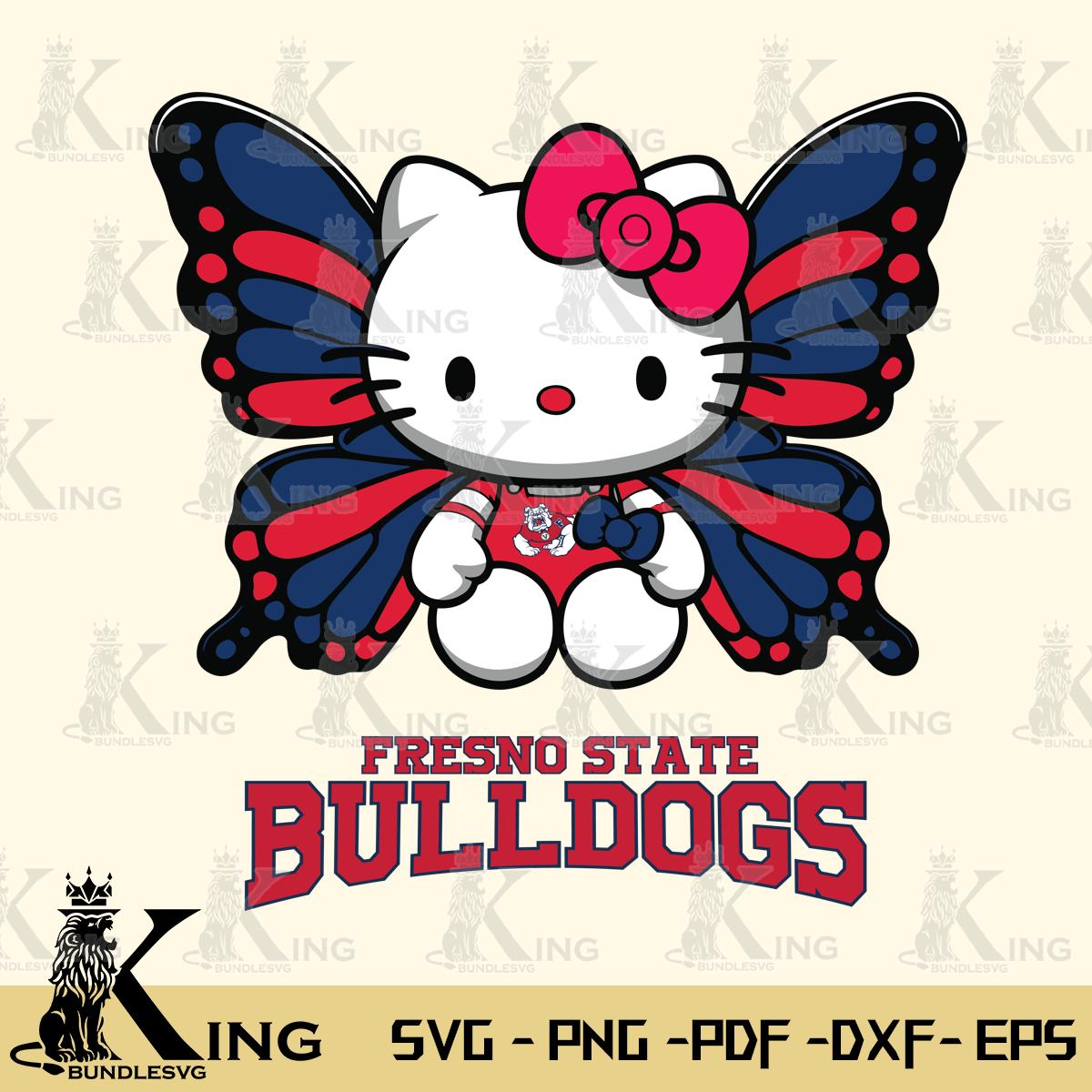 Fresno State Bulldogs Butterfly Kitty Delight Svg Eps Dxf Png File, Digital Download