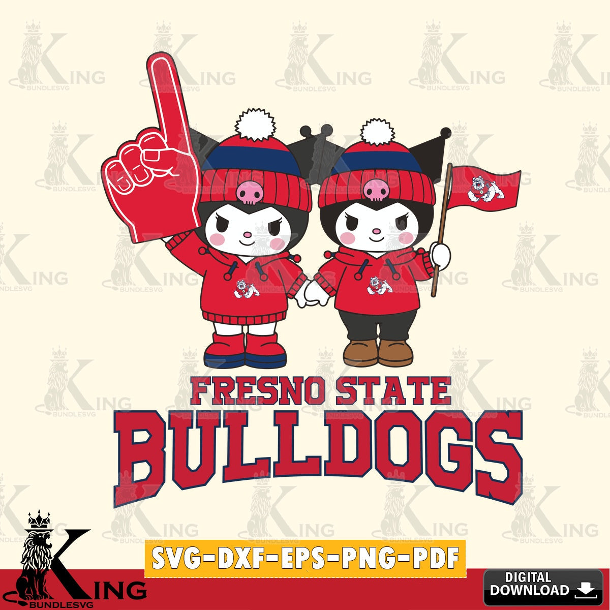 Fresno State Bulldogs Kuromi rugby Fan SVG file, Cricut, Cut file , Digital Download , Instant Download, Sanrio svg, Clipart