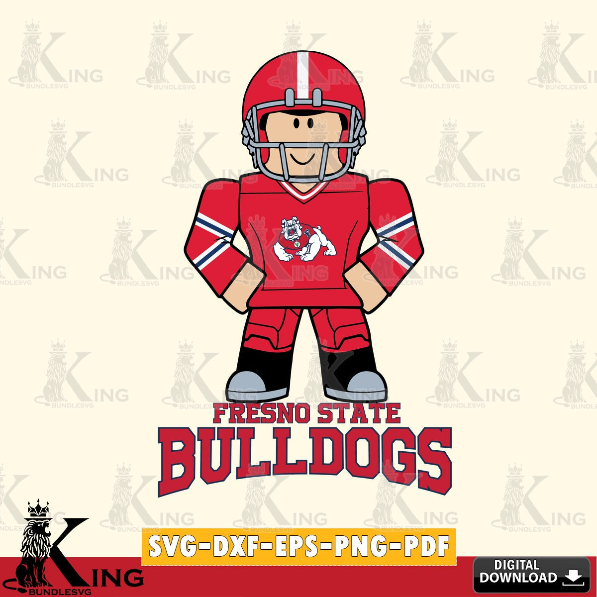 Fresno State Bulldogs Roblox Cool Football SVG file , NCAA Cricut, File cut , Digital Download , PDF File
