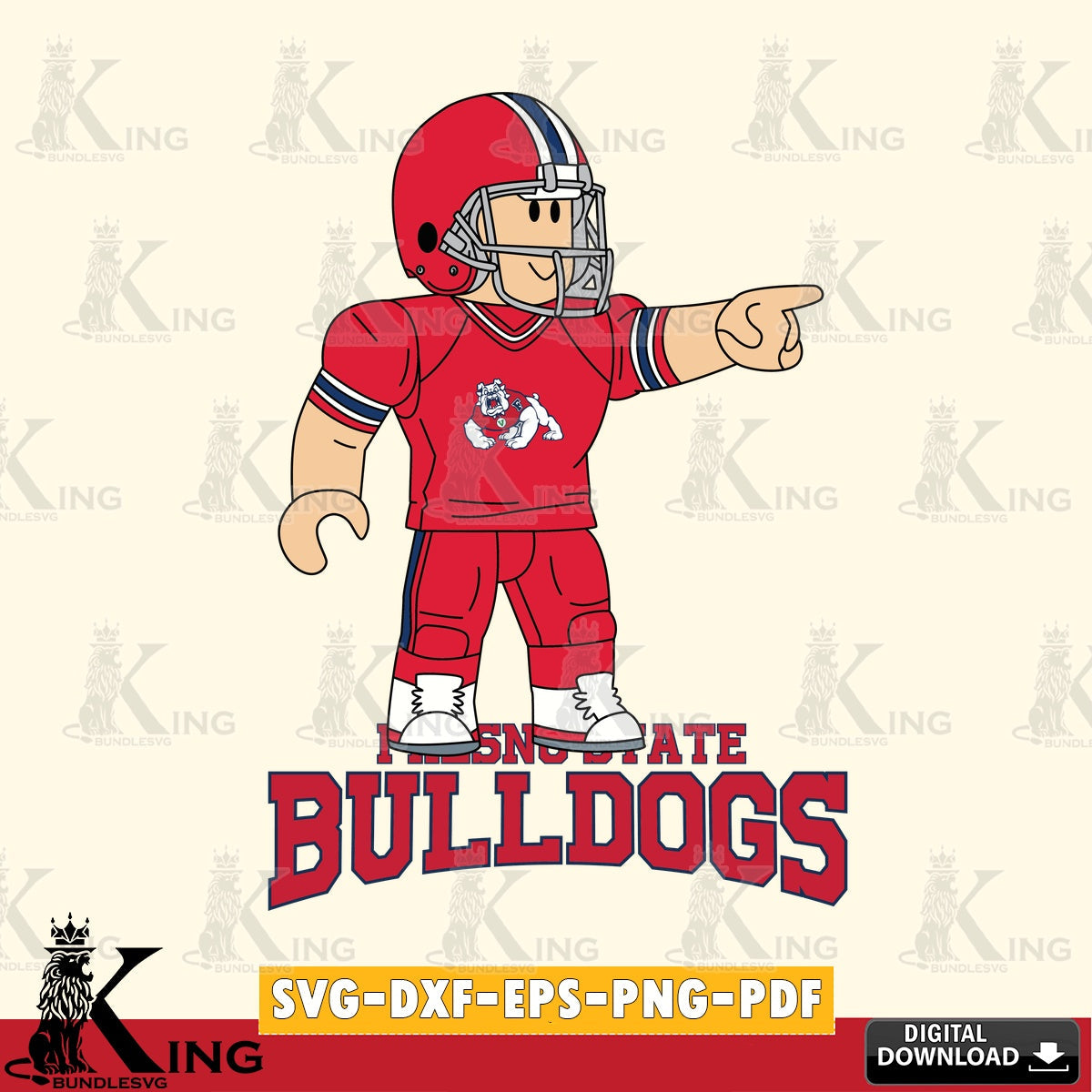Fresno State Bulldogs Roblox Player Football SVG file , NCAA Cricut, File cut , Digital Download , PDF File