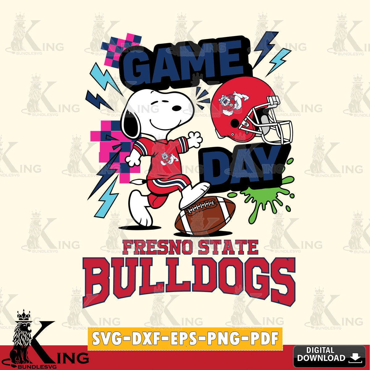 Fresno State Bulldogs Snoopy Game day SVG, Cricut, Cut file , Digital Download , Instant Download, Peanuts svg, NCAA svg, Football svg, Sport svg
