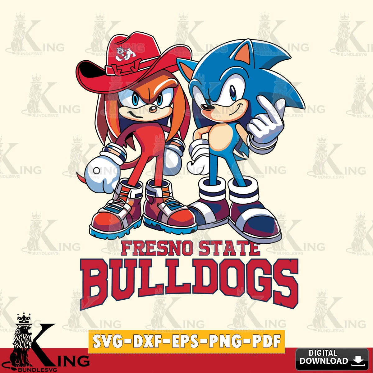 Fresno State Bulldogs Sonic & Knuckles Football Mascot SVG file, Vector , Digital Download , PDF File , Instant Download