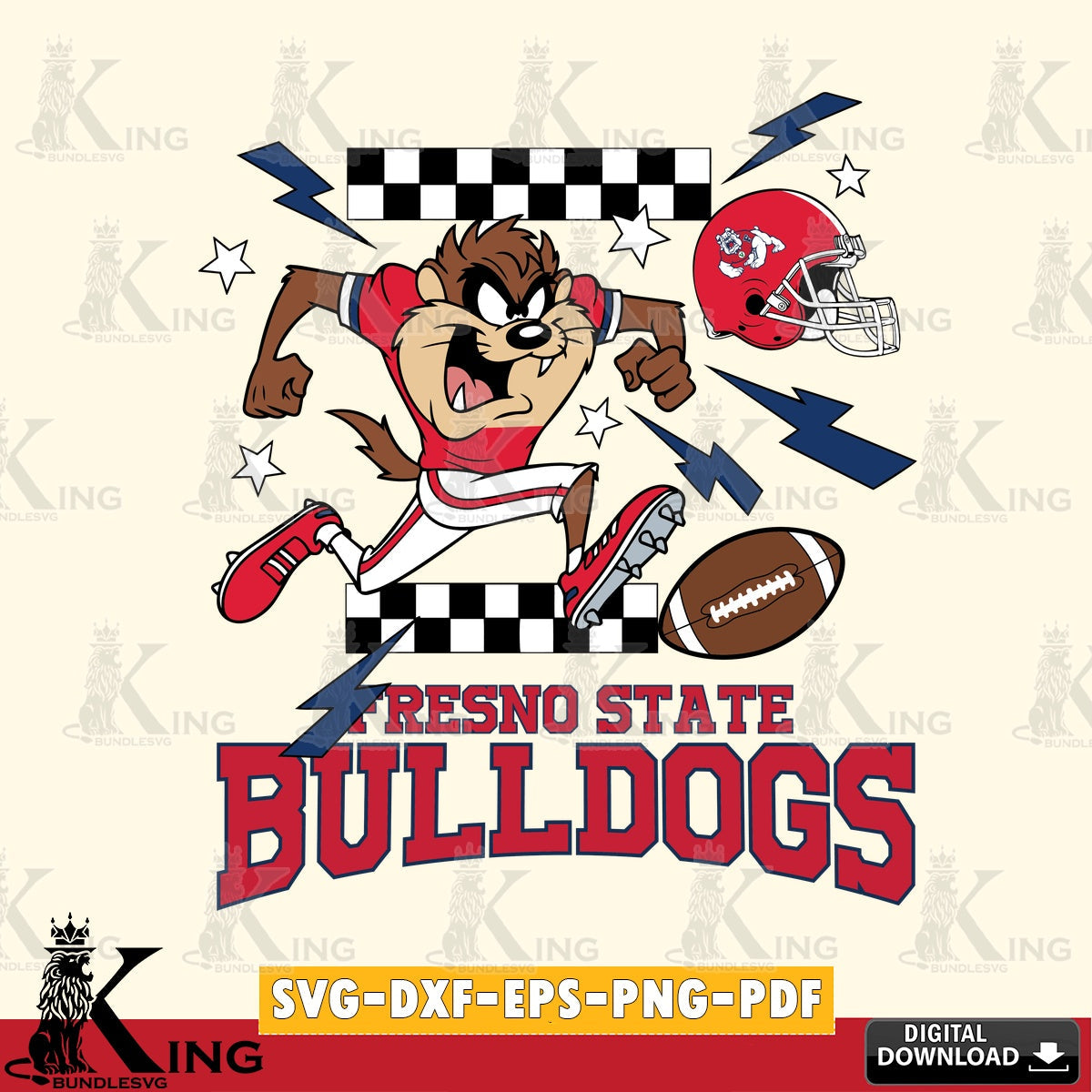 Fresno State Bulldogs Taz Football Lightning SVG file, Cut file , Digital Download , Instant Download, Taz svg, NCAA svg