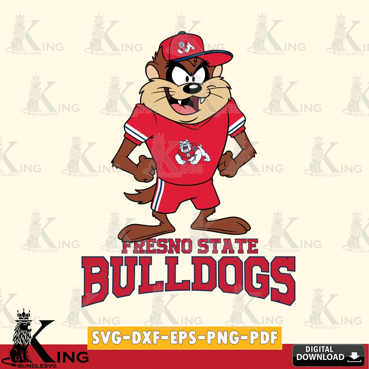 Fresno State Bulldogs Taz Standing Pose SVG file, Cut file , Digital Download , Instant Download, Taz svg, NCAA svg