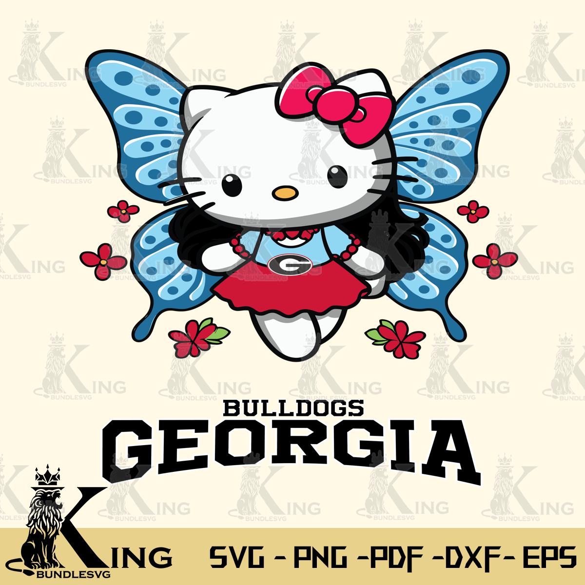 Georgia Bulldogs Butterfly Kitty Charm Svg Eps Dxf Png File, Digital Download