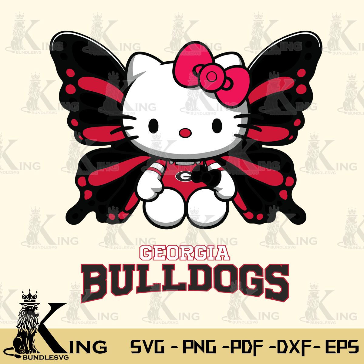 Georgia Bulldogs Butterfly Kitty Delight Svg Eps Dxf Png File, Digital Download