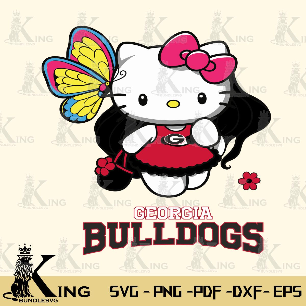 Georgia Bulldogs Kitty Cartoon Svg Eps Dxf Png File, Digital Download