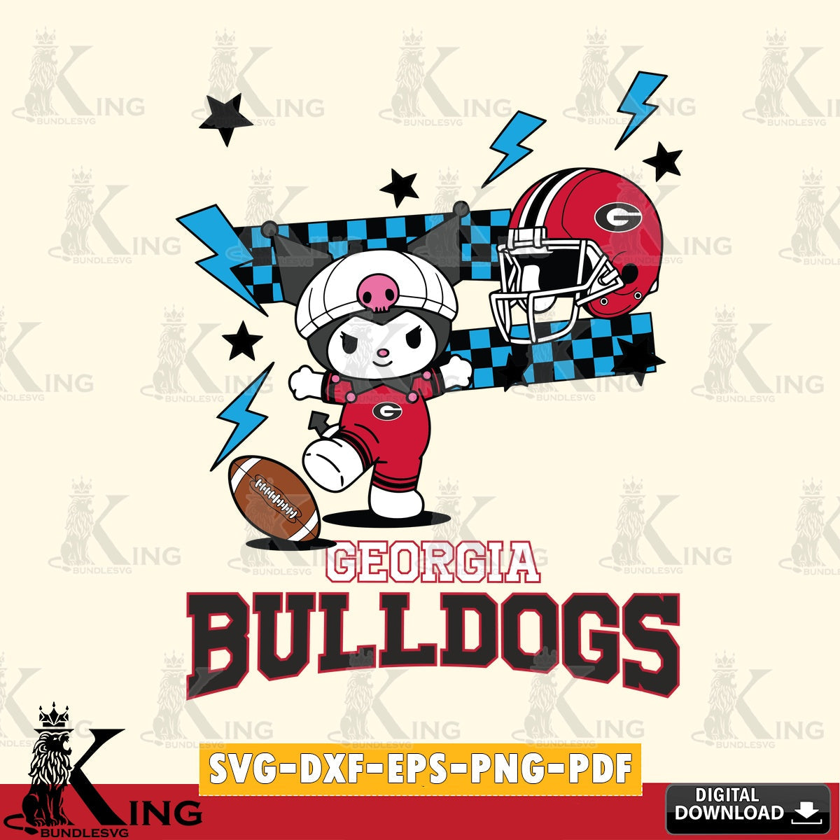 Georgia Bulldogs Kuromi Game Day SVG file, Cricut, Cut file , Digital Download , Instant Download, Sanrio svg, Clipart