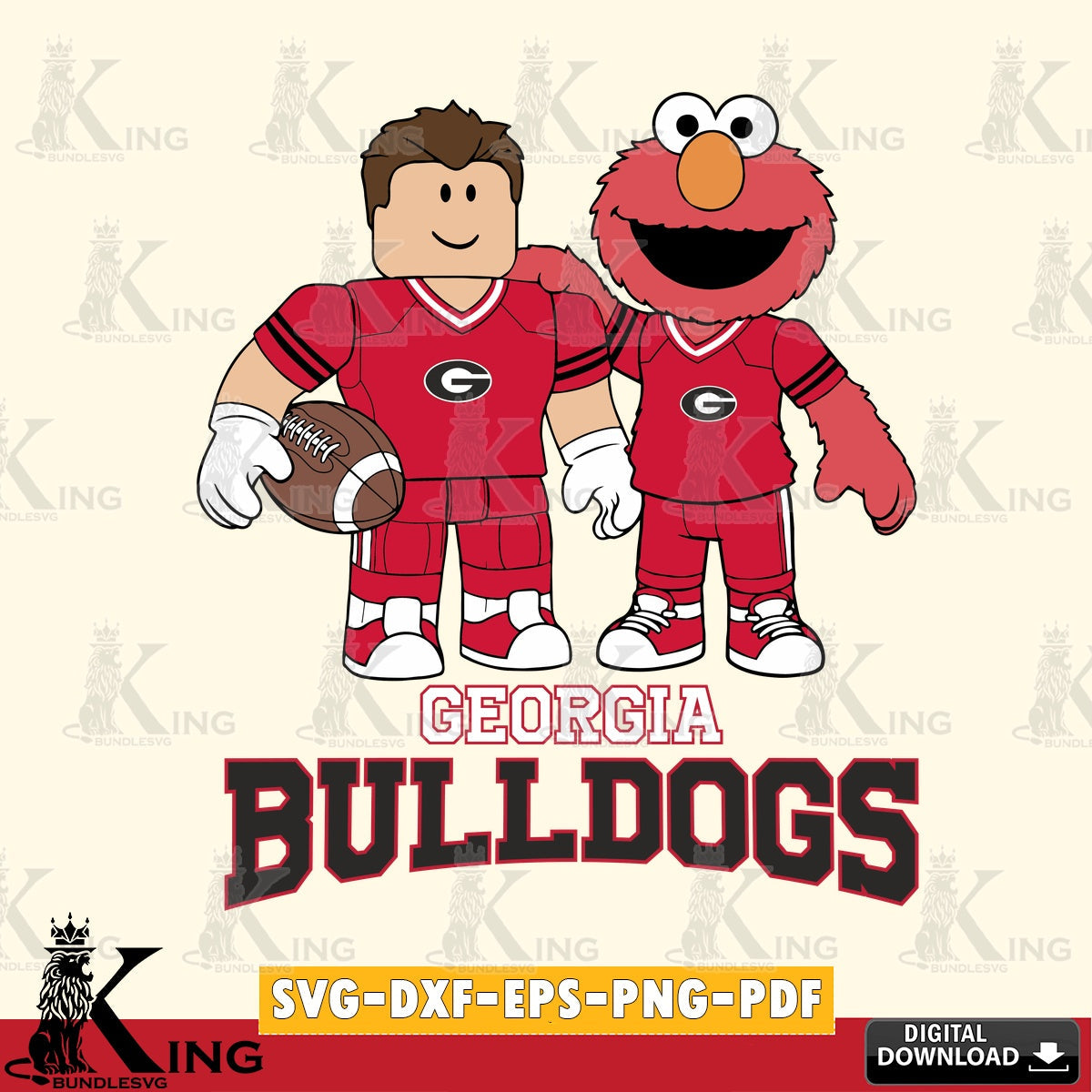 Georgia Bulldogs Roblox & Elmo Football SVG file , NCAA Cricut, File cut , Digital Download , PDF File