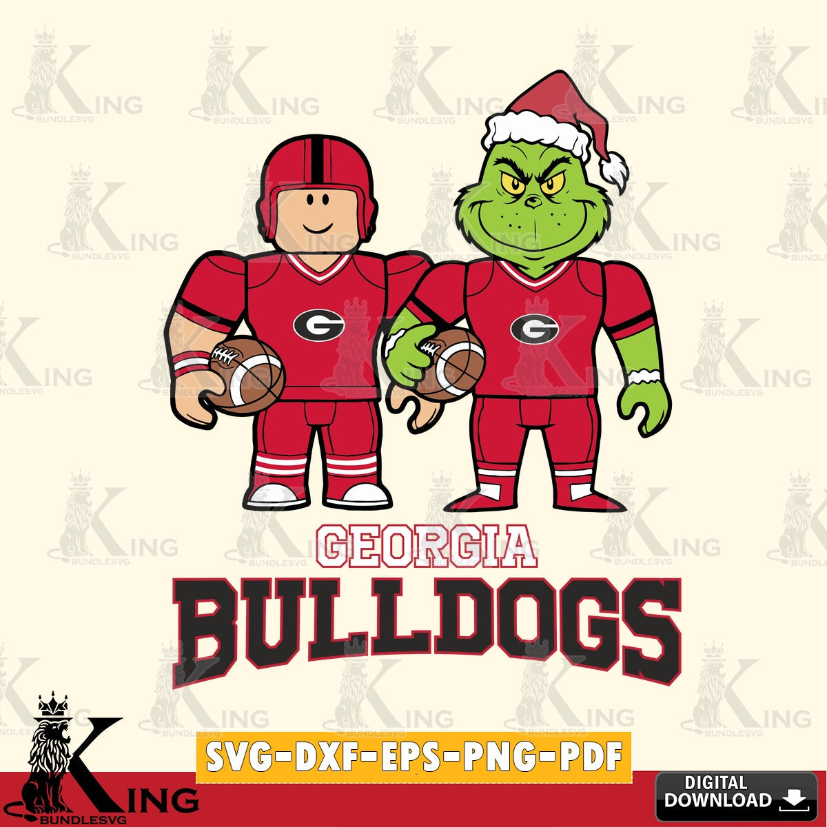 Georgia Bulldogs Roblox & Grinch Football SVG file , NCAA Cricut, File cut , Digital Download , PDF File