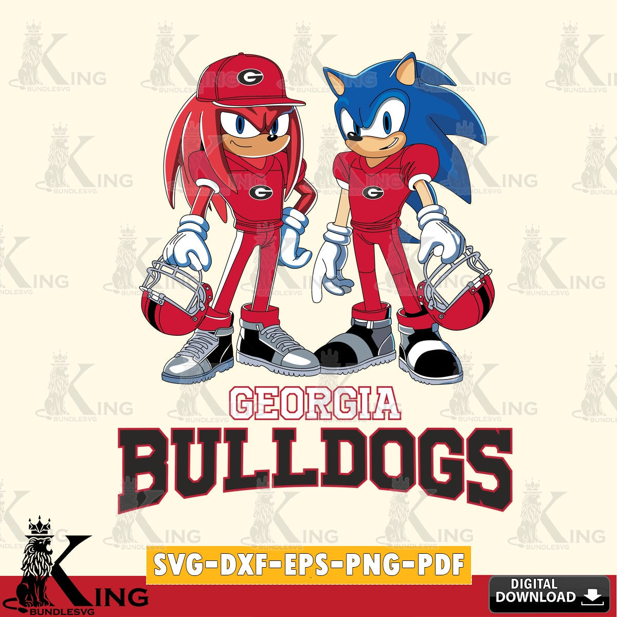 Georgia Bulldogs Sonic And Knuckles Player Football SVG file, Vector , Digital Download , PDF File , Instant Download