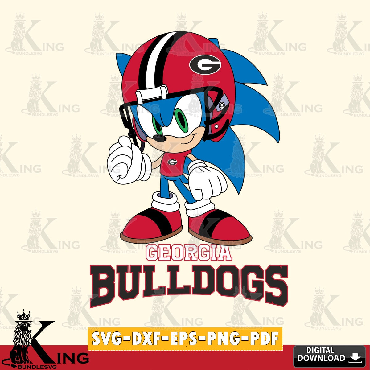 Custom design featuring Georgia Bulldogs Sonic Football Mascot SVG PNG files perfect for Cricut and Silhouette cutting